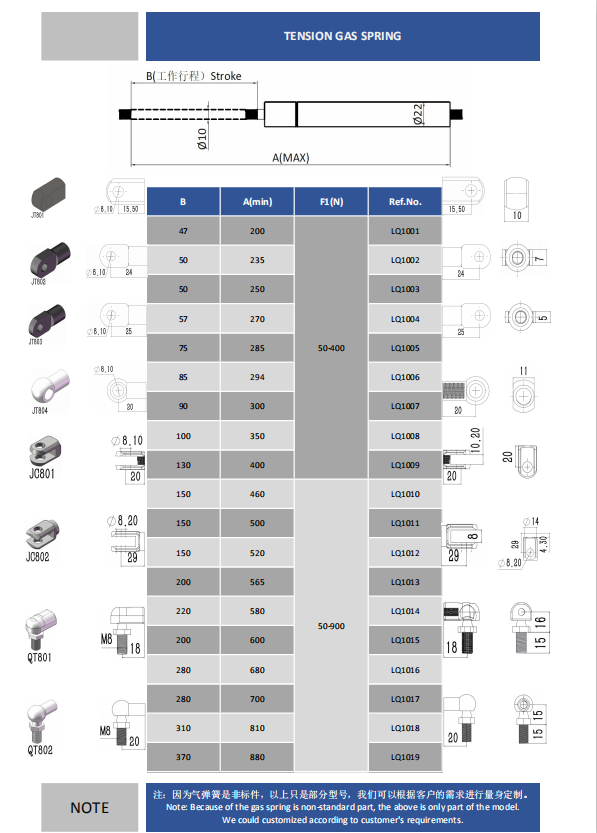 定制拉力氣彈簧規(guī)格
